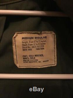 1972 ALPHA INDUSTRIES M-65 Army Field Jacket MEDIUM REGULAR Vintage Coat