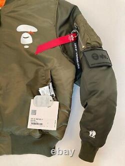 AAPE By A Bathing Ape x Alpha Industries Reversible Bomber Jacket Camo Olive M