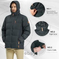 ALPHA CAMP Men's Waterproof Thicken Puffer Jacket with Removable Hood, Warm Wint