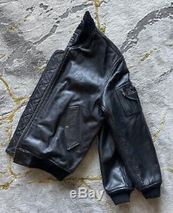 ALPHA INDUSTRIESMA-1 Men black leather flight pilot bomber jacket size Medium