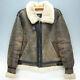 Alpha Industries Auth B-3 Mouton Bomber Flight Jacket Brown M Used From Japan