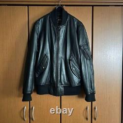 ALPHA INDUSTRIES Horsehide Leather MA-1 Jacket Blouson Men M Black From Japan