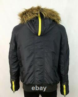 ALPHA INDUSTRIES INC. MENS PADED FAUX FUR HOODED JACKET size M BOMBER