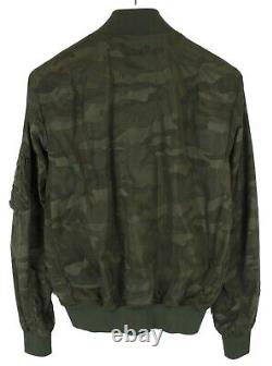 ALPHA INDUSTRIES Jacket Men's MEDIUM Bomber Camouflage Print Full Zip Green