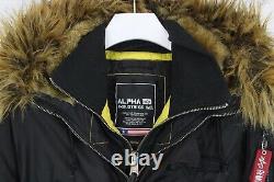 ALPHA INDUSTRIES Jacket Men's MEDIUM Parka Hooded Padded Black