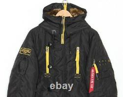 ALPHA INDUSTRIES LKZ 10014 Fur Hooded Padded Bomber Jacket Men Size M MJ1991