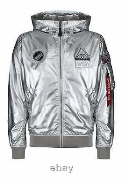 ALPHA INDUSTRIES Limited Edition NASA Metallic Hooded Jacket Silver