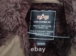 ALPHA INDUSTRIES Men's Flight Jacket military outer used fur Black gray #V4832