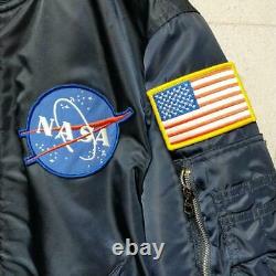 ALPHA INDUSTRIES Men's Flight jacket MA1 Embroidered patch Navy SizeM #V2601