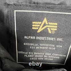 ALPHA INDUSTRIES Men's Leather Jacket outer Black used patch Riders #V4827