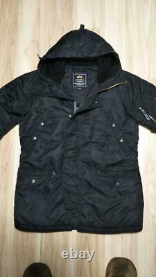 ALPHA INDUSTRIES N-3B Parka Militaly Coat Jacket Black Size M