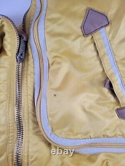 ALPHA INDUSTRIES Yellow Bomber B-15 Flight Jacket Fart-Pac Vintage Coat Medium