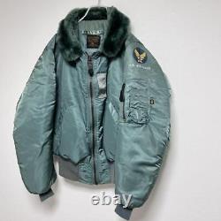 ALPHA INDUSTRIES military Jacket sage green Men's outer Boa used #V4822