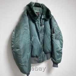 ALPHA INDUSTRIES military Jacket sage green Men's outer Boa used #V4822