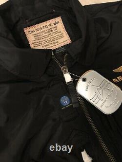 AUTHENTIC BREITLING ALPHA Industries Black'Air Race' Jacket Sz M-Fire Skulls