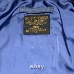 Alpha B-15C Flight Nylon Blue Jacket Size M Reprint Vintage Used From Japan