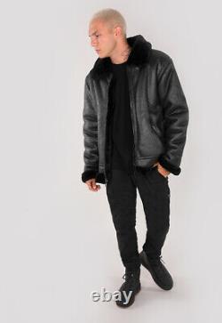 Alpha Industries B3 FL Faux Leather Jacket Men's Medium Black