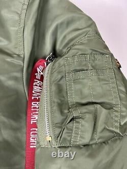 Alpha Industries Blood Chit Green MA-1 Bomber Jacket Reversible Flag Patch M