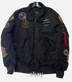 Alpha Industries CWU 45/P Flight Jacket With Patches Mens M Black Legacy 24