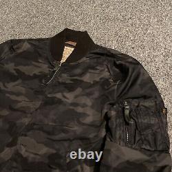 Alpha Industries Camo Bomber Jacket Black Lined Men's Medium