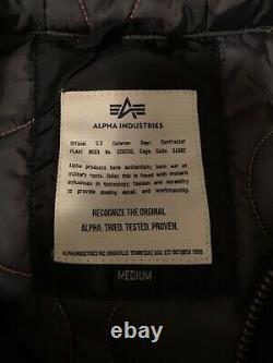 Alpha Industries Fishtail Winter Parka Coat Jacket Mens Hodded Black Medium