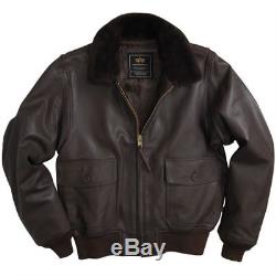 Alpha Industries G-1 Leather Jacket Brown, Medium