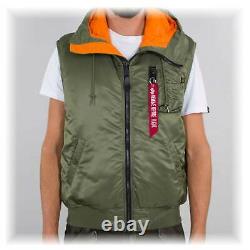 Alpha Industries Hooded MA-1 Pilot Vest Streetwear Nylon Jacket wind proof new