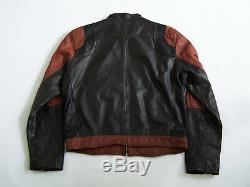 Alpha Industries Leather Biker Jacket Men's Medium Black Brown Vintage ALP333 #