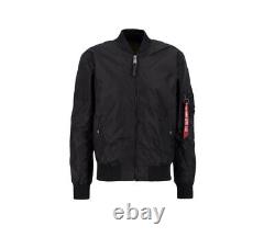 Alpha Industries MA1 TT Mens Bomber Flight Logo Branded Slim Jacket in Black
