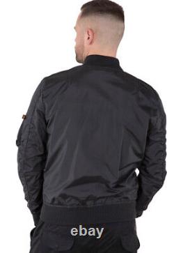 Alpha Industries MA1 TT Mens Bomber Flight Logo Branded Slim Jacket in Black