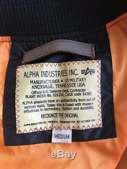 Alpha Industries MA1 TT Slim Bomber Flight Jacket Black Medium Genuine