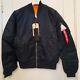 Alpha Industries Ma-1 Bomber Jacket Slim Fit Reversible Ma1 Replica Blue Size M