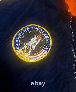 Alpha Industries MA-1 Flight Jacket Bomber NASA Navy Blue & Orange Men's MEDIUM