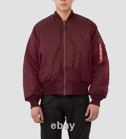 Alpha Industries MA-1 Flight Jacket Maroon Orange Reversible MJM21000C1M NO TAGS