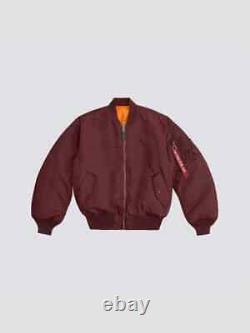 Alpha Industries MA-1 Flight Jacket Maroon Orange Reversible MJM21000C1M NO TAGS