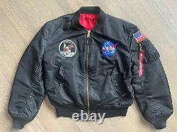 Alpha Industries MA-1 NASA Apollo Flight Bomber Jacket Black Red Mens Medium