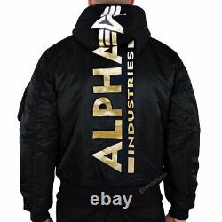 Alpha Industries MA-1 ZH Flight Jacket Back Print removable Hood Spine Print new