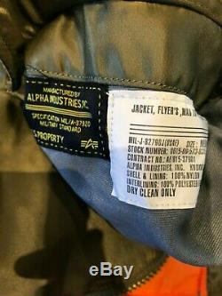 Alpha Industries Ma1 Jacket Us Version In Vintage Olive Size Medium