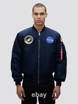 Alpha Industries Ma-1 Nasa Flight Jacket Replica Blue Nylon Mjm21093c1