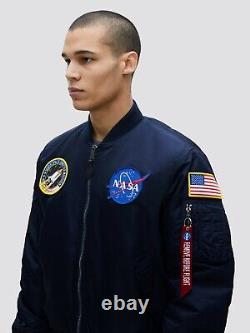 Alpha Industries Ma-1 Nasa Flight Jacket Replica Blue Nylon Mjm21093c1