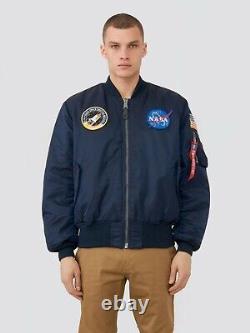 Alpha Industries Ma-1 Nasa Flight Jacket Replica Blue Nylon Mjm21093c1