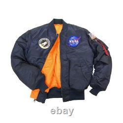 Alpha Industries Ma-1 Nasa Flight Jacket Replica Blue Nylon Mjm21093c1