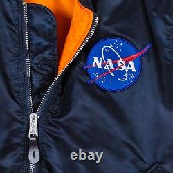 Alpha Industries Ma-1 Nasa Flight Jacket Replica Blue Nylon Mjm21093c1