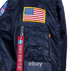 Alpha Industries Ma-1 Nasa Flight Jacket Replica Blue Nylon Mjm21093c1