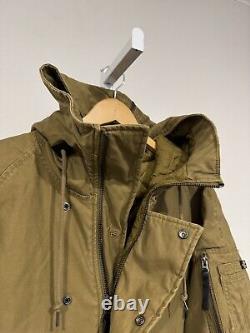 Alpha Industries Men M Jacket Coat Tan Olive Military Quilt Lined Zip Down Hood