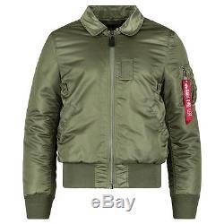 Alpha Industries Men's B-15 Slim Fit Flight Jacket Sage Green Brown Fur