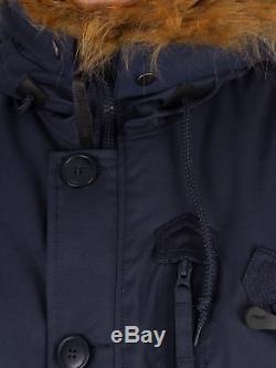 Alpha Industries Men's Fur Hooded Polar Jacket, Blue