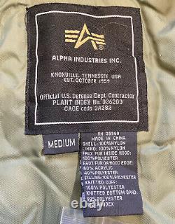 Alpha Industries Men's N-2B Jacket Attached Hood Parka Bomber Coat USA Size Med