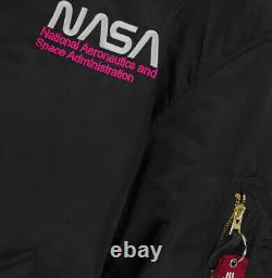 Alpha Industries Mens MA1 Flight Nasa Skylab Graphic Print Jacket in Black