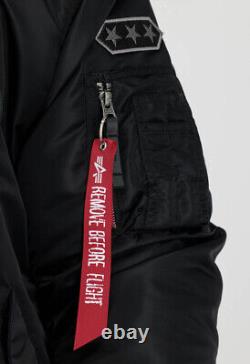Alpha Industries Mens MA1 Flight Patch Detail Logo Branded Zip Jacket in Black